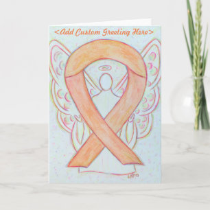 Peach Awareness Ribbon Angel Custom Wenskaart Feestdagen Kaart