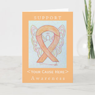 Peach Awareness Ribbon Angel Gepersonaliseerd Card Kaart