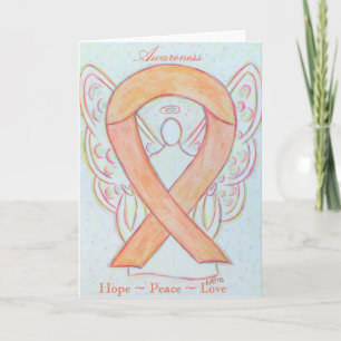 Peach Awareness Ribbon Angel Wenskaart Feestdagen Kaart
