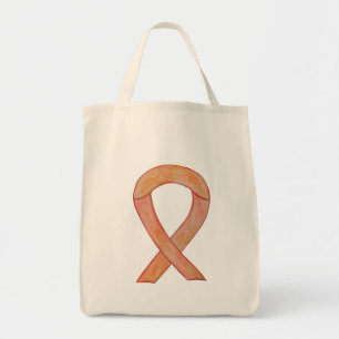 Peach Awareness Ribbon Custom Art Canvas tas