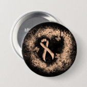 Peach Awareness Ribbon Grunge Heart Ronde Button 7,6 Cm (Voorkant /achterkant)