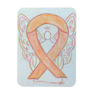 Peach Awareness Ribbon Guardian Angel Gift Magnets