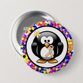 Peach Awareness Ribbon Penguin Ronde Button 7,6 Cm (Voorkant /achterkant)