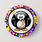 Peach Awareness Ribbon Penguin Ronde Button 7,6 Cm (Voorkant)