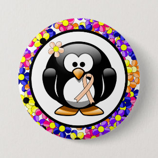 Peach Awareness Ribbon Penguin Ronde Button 7,6 Cm