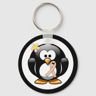 Peach Awareness Ribbon Penguin Sleutelhanger
