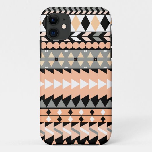 Peach Aztec Black Case-Mate iPhone Case (Achterkant)