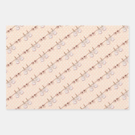 Peach Baby Bow Shower Inpakpapier Vel