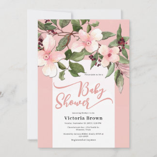 Peach Baby in Bloom Baby Shower Invitation Kaart