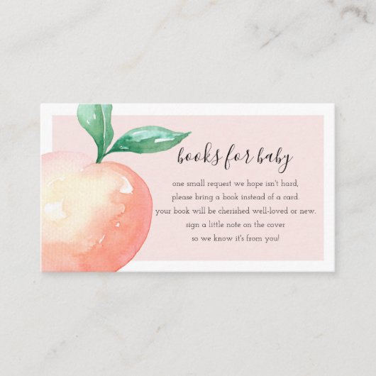 Peach Baby shower Book Request Enclosure Card Informatiekaartje (Voorkant)