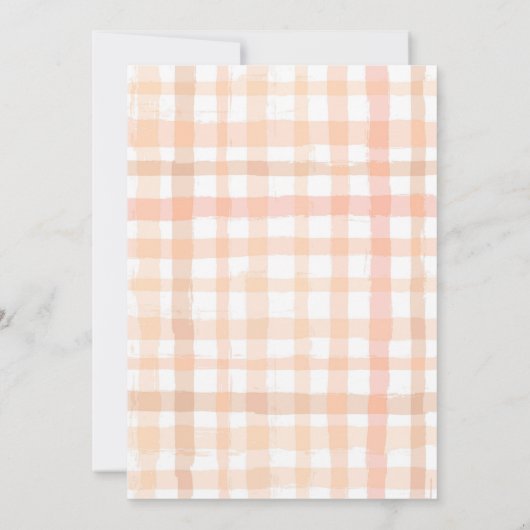 Peach Baby shower Invitation | Kleine peach Kaart (Achterkant)