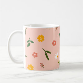 Peach background with multiple color flowers koffiemok