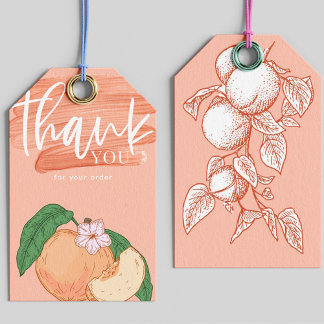 Peach Bedankt Labels voor kleine zakelijke verpakk Cadeaulabel