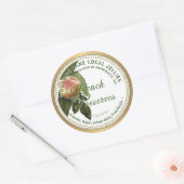  Peach behoudt Metallic Gold Border Ronde Sticker (Envelop)