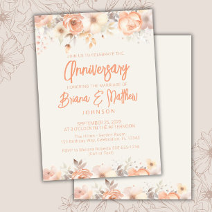 Peach Beige Ivoor Floral Wedding Jubileum Kaart