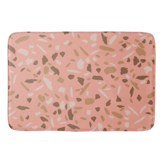 Peach Beige Tan Brown Terrazzo Marble Pattern Badmat (Voorkant)