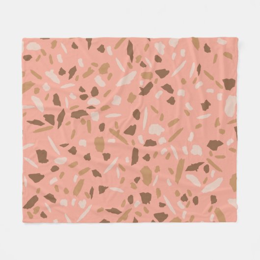 Peach Beige Tan Brown Terrazzo Marble Pattern Fleece Deken (Voorkant (Horizontaal))