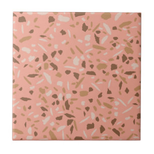 Peach Beige Tan Brown Terrazzo Marble Pattern Tegeltje