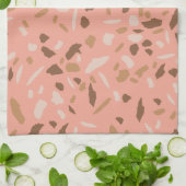 Peach Beige Tan Brown Terrazzo Marble Pattern Theedoek (Gevouwen)