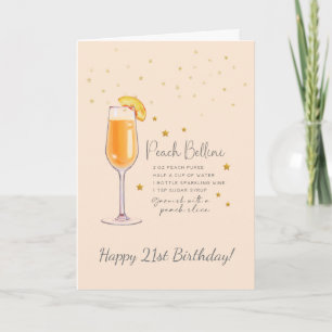 Peach Bellini Cocktail 21e Happy Birthday Kaart