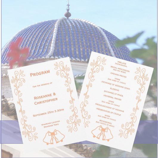 Peach Bells Scrollwork Ontwerp Wedding Programma