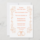 Peach Bells Scrollwork Ontwerp Wedding Save The Date (Voorkant)