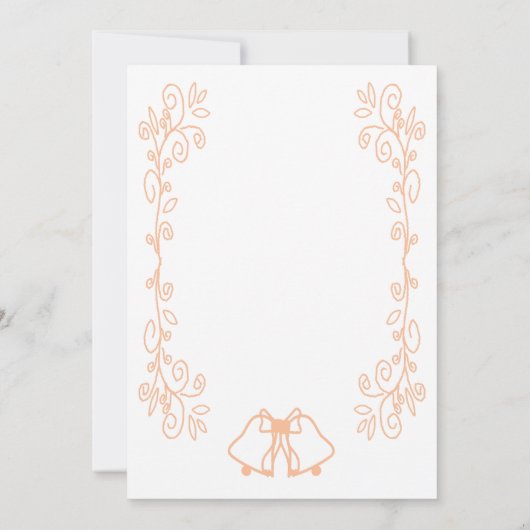 Peach Bells Scrollwork Ontwerp Wedding Save The Date (Achterkant)