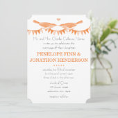 Peach  Bird Bunting Wedding Invitations Kaart (Staand voorkant)