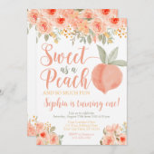 Peach Birthday Invitation Sweet as a Peach (Devant / Derrière)