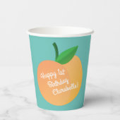 Peach Birthday Party Papieren Bekers (Achterkant)