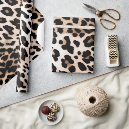 Peach Black Cream Leopard Cadeaupapier (Crafts)