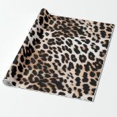 Peach Black Cream Leopard Cadeaupapier (Uitgerold)