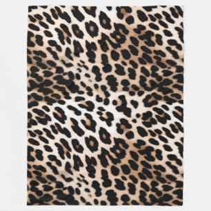 Peach Black Cream Leopard Fleece Deken