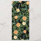 Peach Black Peony Roos Wedding Menu (Achterkant)