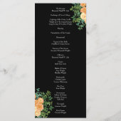 Peach Black Peony Roos Wedding Programs Menu (Achterkant)