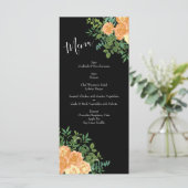 Peach Black Peony Rose Menu Mariage (Debout devant)