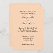 Peach Black Plain Simple Wedding Invitation Kaart (Voorkant / Achterkant)