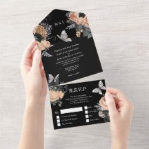 Peach black Silver herfst butterfly roos florale c