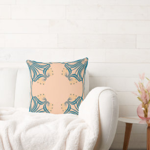 Peach Blauwgroen Art Nouveau Kussen