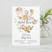 Peach Blooms de rose Invitation de douche nuptiale (Debout devant)