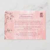 Peach Blossom Double Happiness Chinese bruiloft Informatiekaartje (Voorkant)