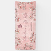 Peach Blossom Double Happiness Chinese bruiloft Spandoek (Verticaal)