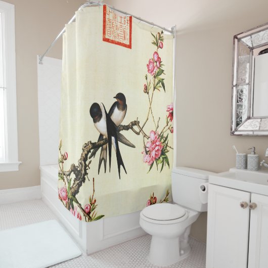 Peach Blossom Fine Art Douchegordijn (In situ)