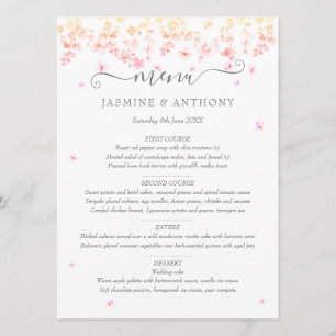 Peach Blossom Floral Wedding Menu