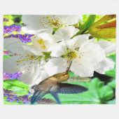 Peach Blossom Hummingbird Fleece Deken (Voorkant (Horizontaal))