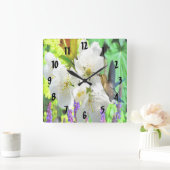 Peach Blossom Hummingbird Vierkante Klok (Huis)