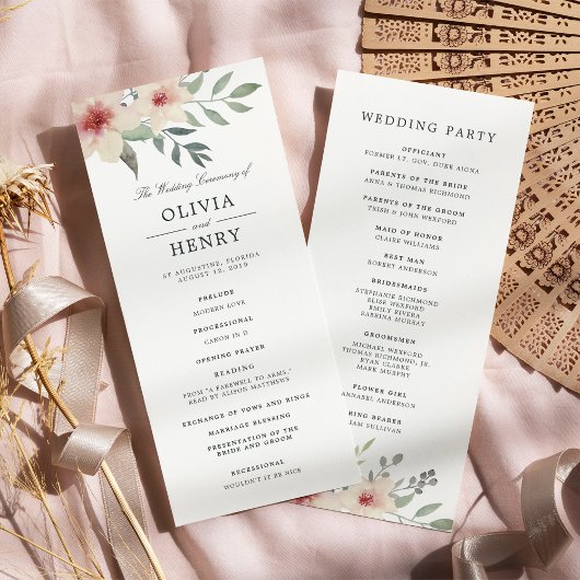 Peach Blossom Mariage Cérémonie Programme