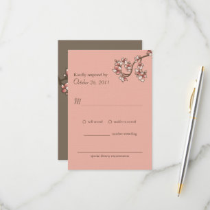 Peach Blossoms Chinois Mariage Carte RSVP