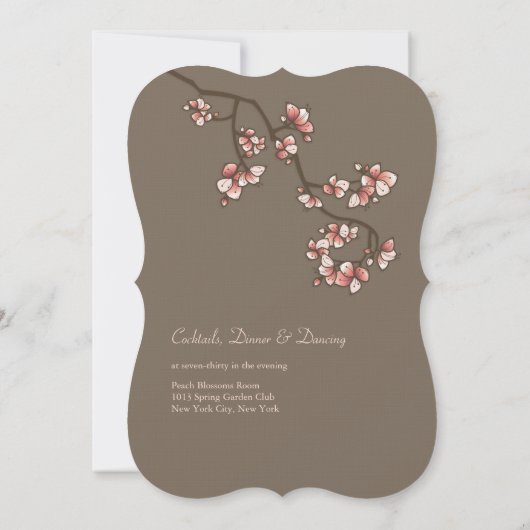 Peach Blossoms Sakura Mariage chinois Invitation (Dos)