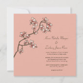 Peach Blossoms Sakura Mariage chinois Invitation (Devant)